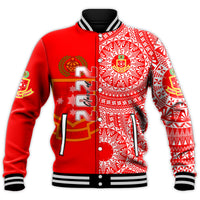 (Custom Text And Number) Kolisi Tonga High School Baseball Jacket Class Of Year Tongan Ngatu Pattern LT14 - Polynesian Pride