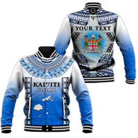 Personalised Fiji Baseball Jacket Kaiviti Fijian Special Tapa Pattern LT14 Unisex Blue - Polynesian Pride