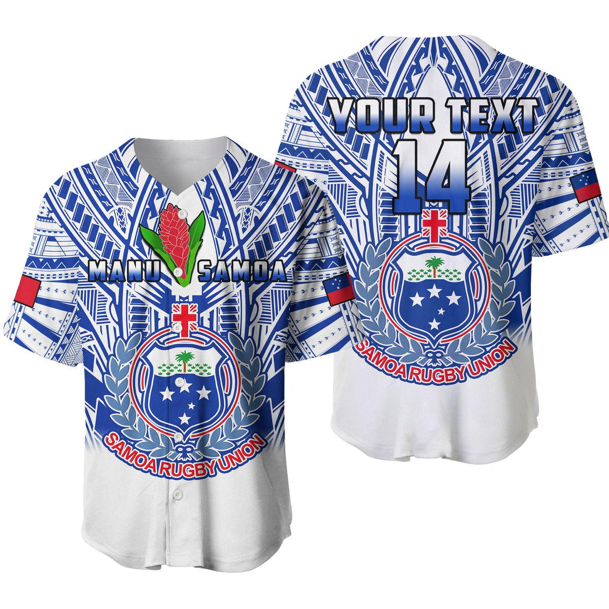(Custom Text And Number) Samoa Rugby Baseball Jersey Manu Samoa 7s Ginger White Polynesian LT14 White - Polynesian Pride