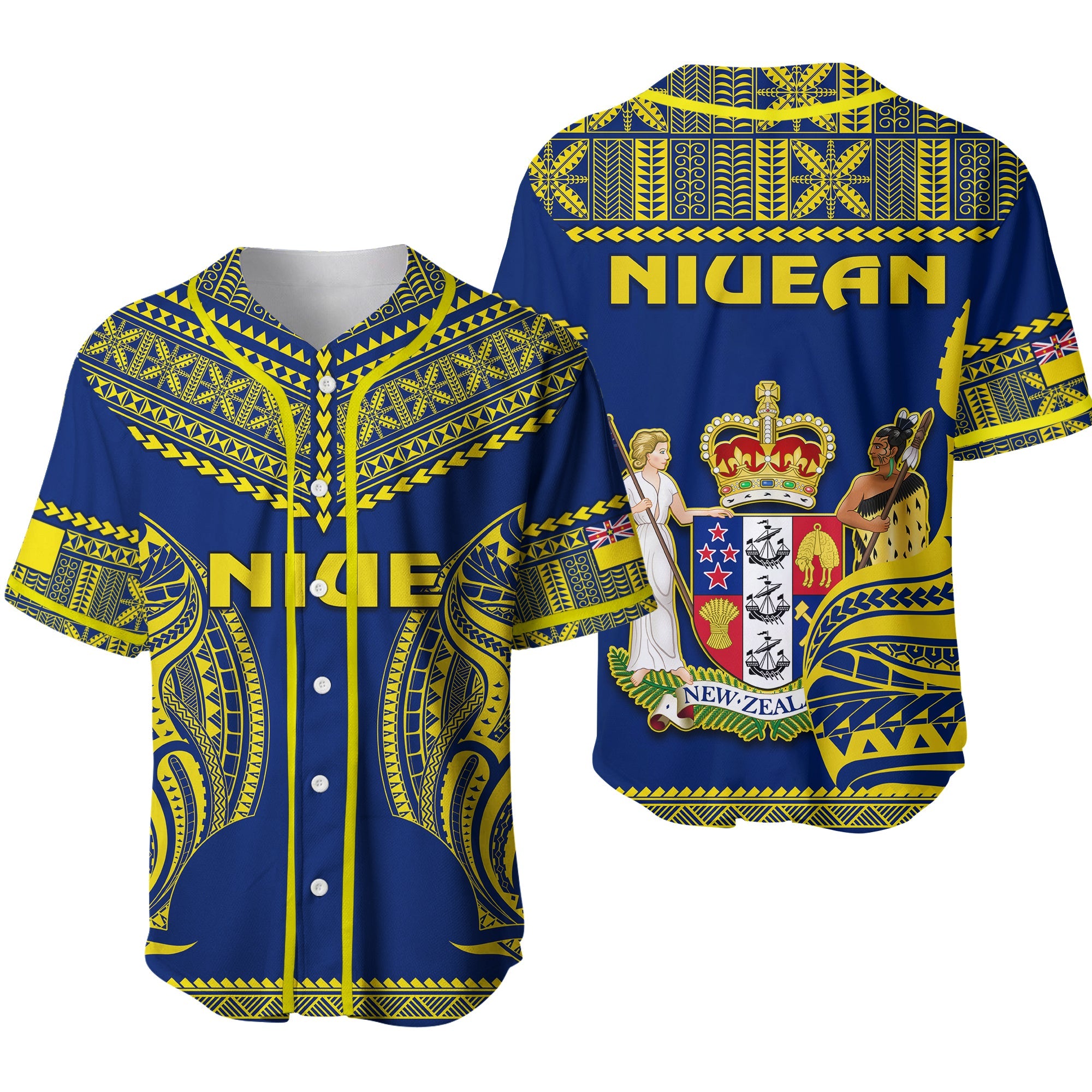 Niue Baseball Jersey Hiapo Mix Polynesian Happy Constitution Day Ver.02 LT14 Blue - Polynesian Pride