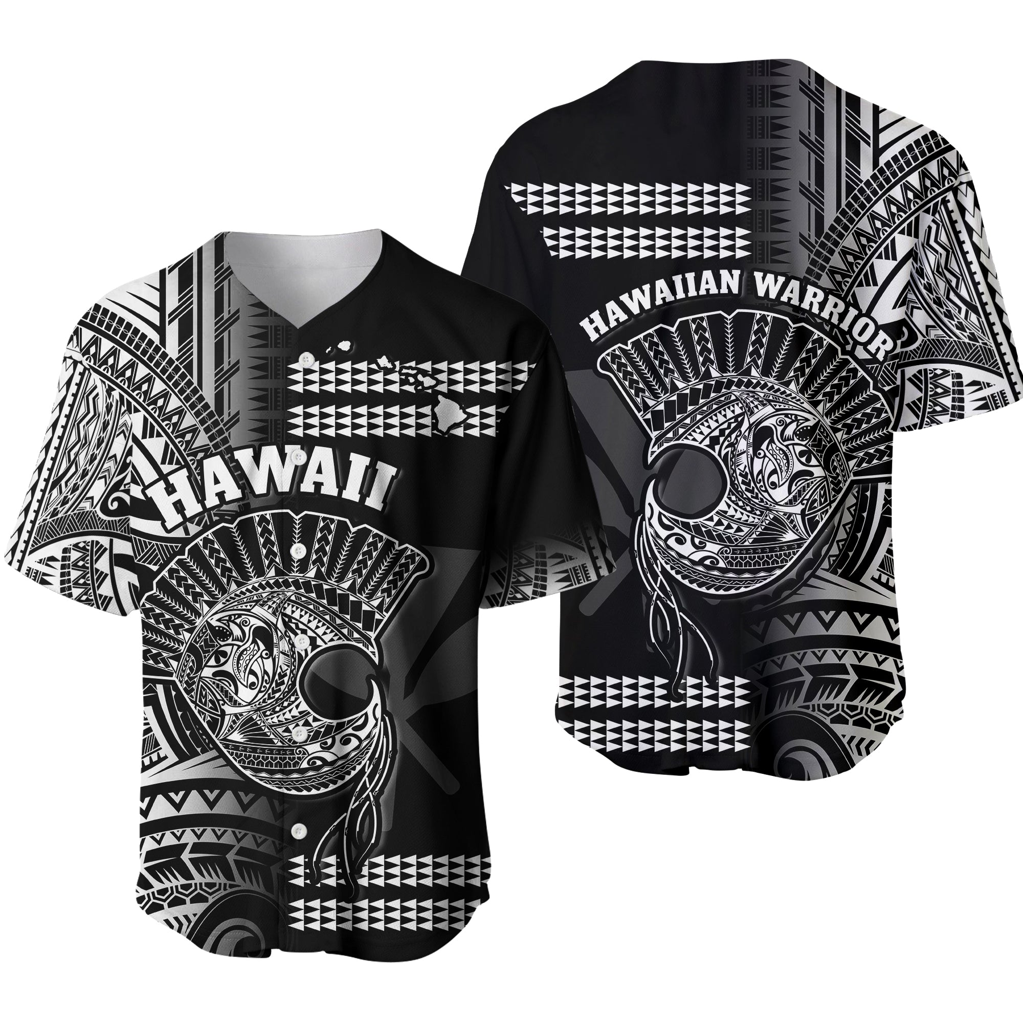 Hawaii Baseball Jersey Kakau Warrior Helmet Gradient White Polynesian Ver.01 LT14 White - Polynesian Pride