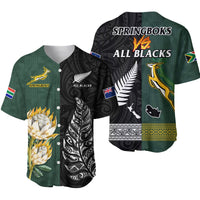 South Africa Protea and New Zealand Fern Baseball Jersey Rugby Go Springboks vs All Black LT13 Art - Polynesian Pride