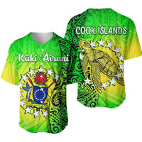 Cook Islands Baseball Jersey Cook Islands Coat Of Arms Turtle Polynesian LT14 Green - Polynesian Pride