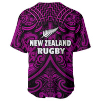 New Zealand Silver Fern Rugby Baseball Jersey All Black Purple NZ Maori Pattern LT13 - Polynesian Pride