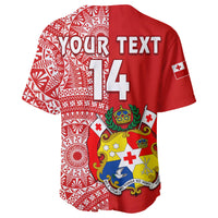 (Custom Text And Number) Tonga Baseball Jersey Tongan Coat Of Arms Ngatu Pattern LT14 - Polynesian Pride