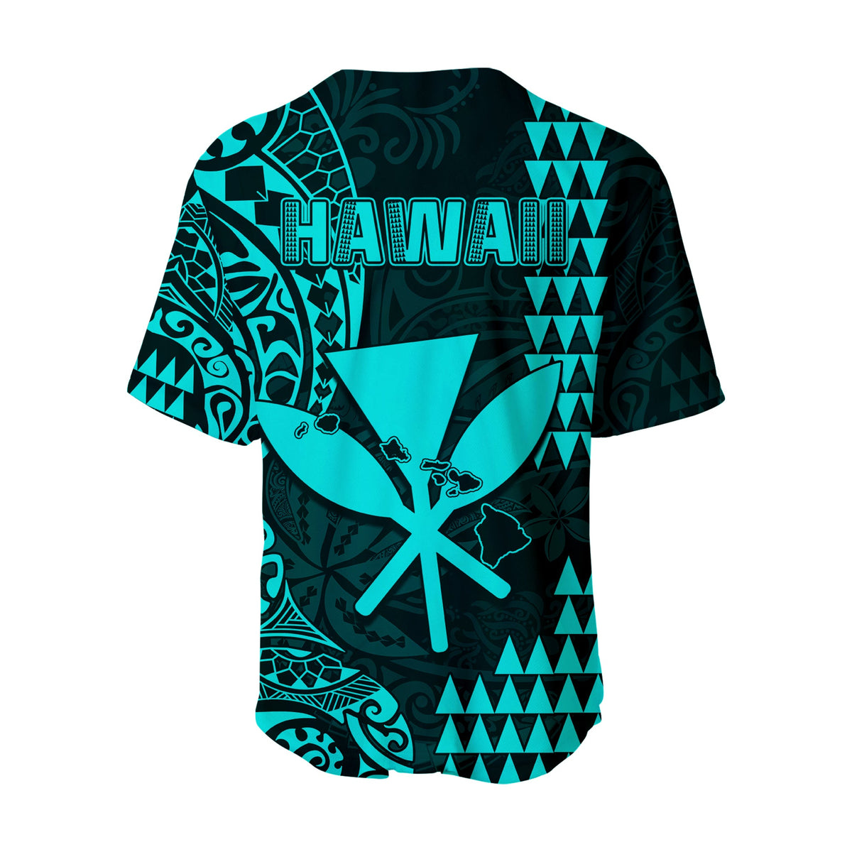 Hawaii Day Kakau Baseball Jersey Proud To Be Hawaiian Turquoise King Kamehameha and Kanaka Maoli LT13 - Polynesian Pride