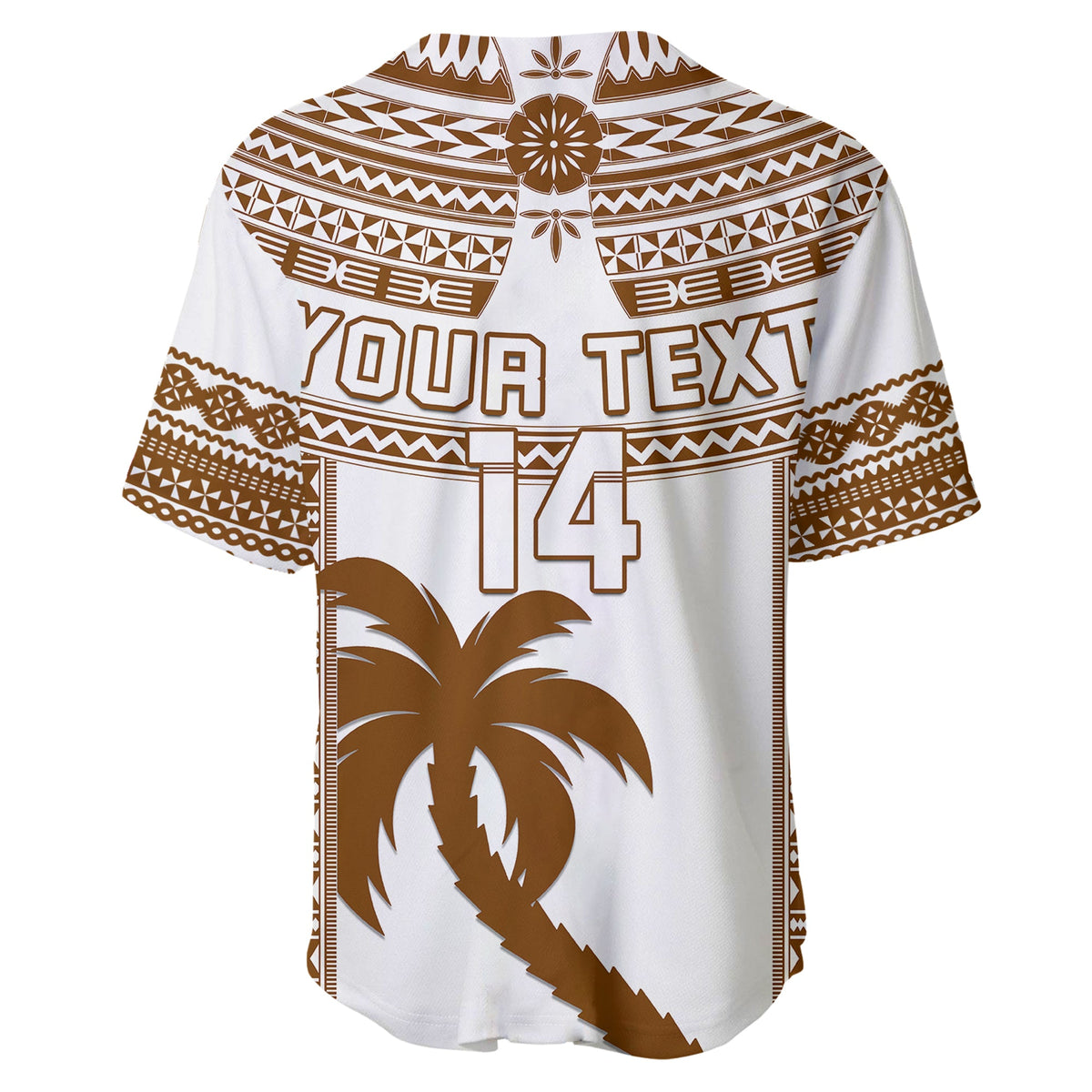 Custom Text And Number Fiji Rugby Baseball Jersey Pacific The Bati Brown Fijian Tapa LT14 - Polynesian Pride