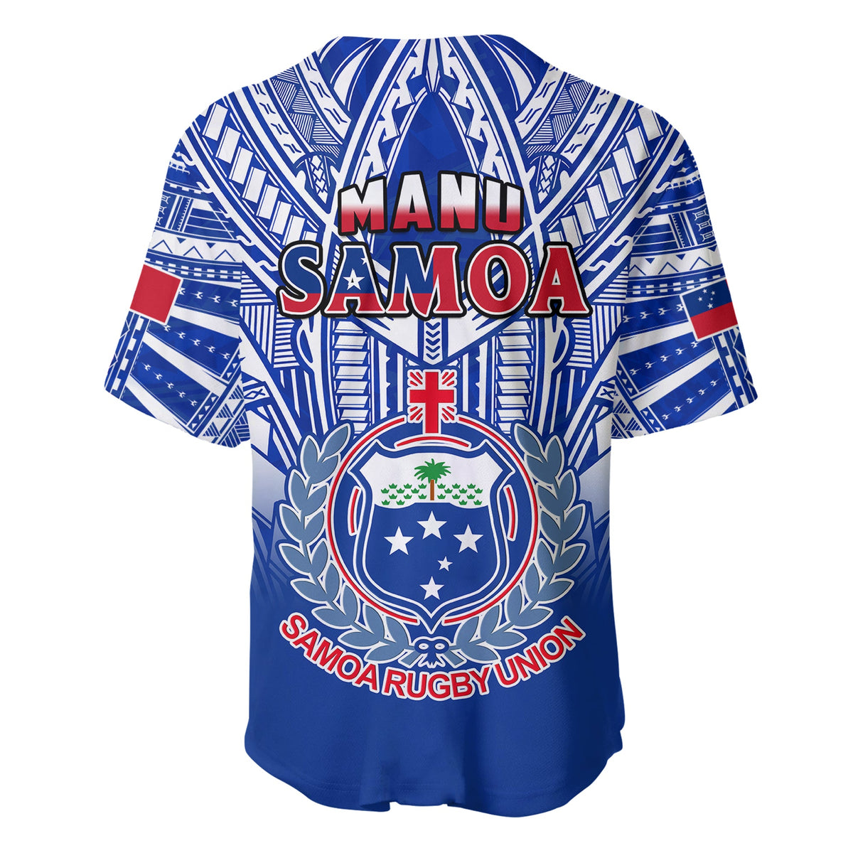 Samoa Rugby Baseball Jersey Manu Samoa 7s Ginger Blue Polynesian LT14 - Polynesian Pride