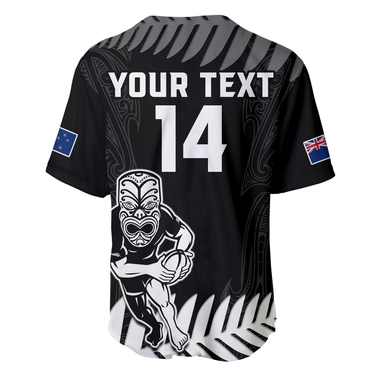 (Custom Text And Number) New Zealand Silver Fern Rugby Baseball Jersey NZ Kiwi Pacific Maori Sporty LT14 - Polynesian Pride