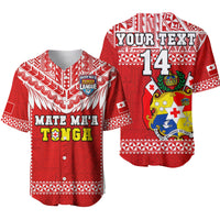 (Custom Text And Number) Tonga Rugby Baseball Jersey Mate Maa Tonga Pacific Ngatu White LT14 Red - Polynesian Pride
