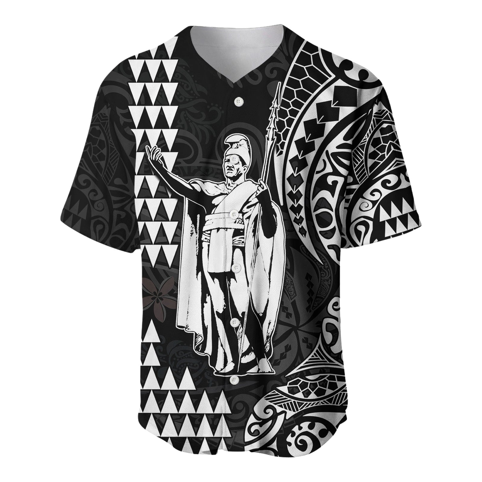 Hawaii Day Kakau Baseball Jersey Proud To Be Hawaiian Black King Kamehameha and Kanaka Maoli LT13 Black - Polynesian Pride