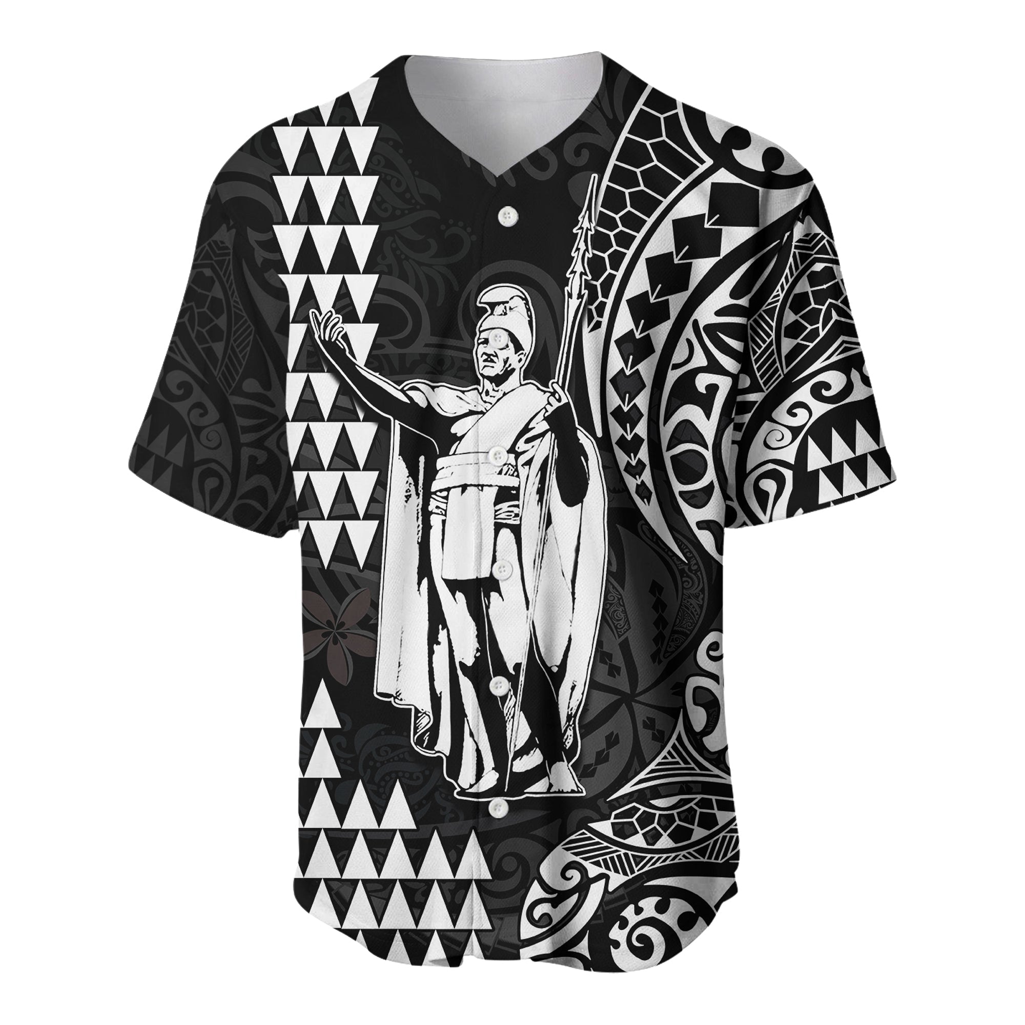 Hawaii Day Kakau Baseball Jersey Proud To Be Hawaiian Black King Kamehameha and Kanaka Maoli LT13 Black - Polynesian Pride