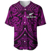 New Zealand Silver Fern Rugby Baseball Jersey All Black Purple NZ Maori Pattern LT13 Purple - Polynesian Pride