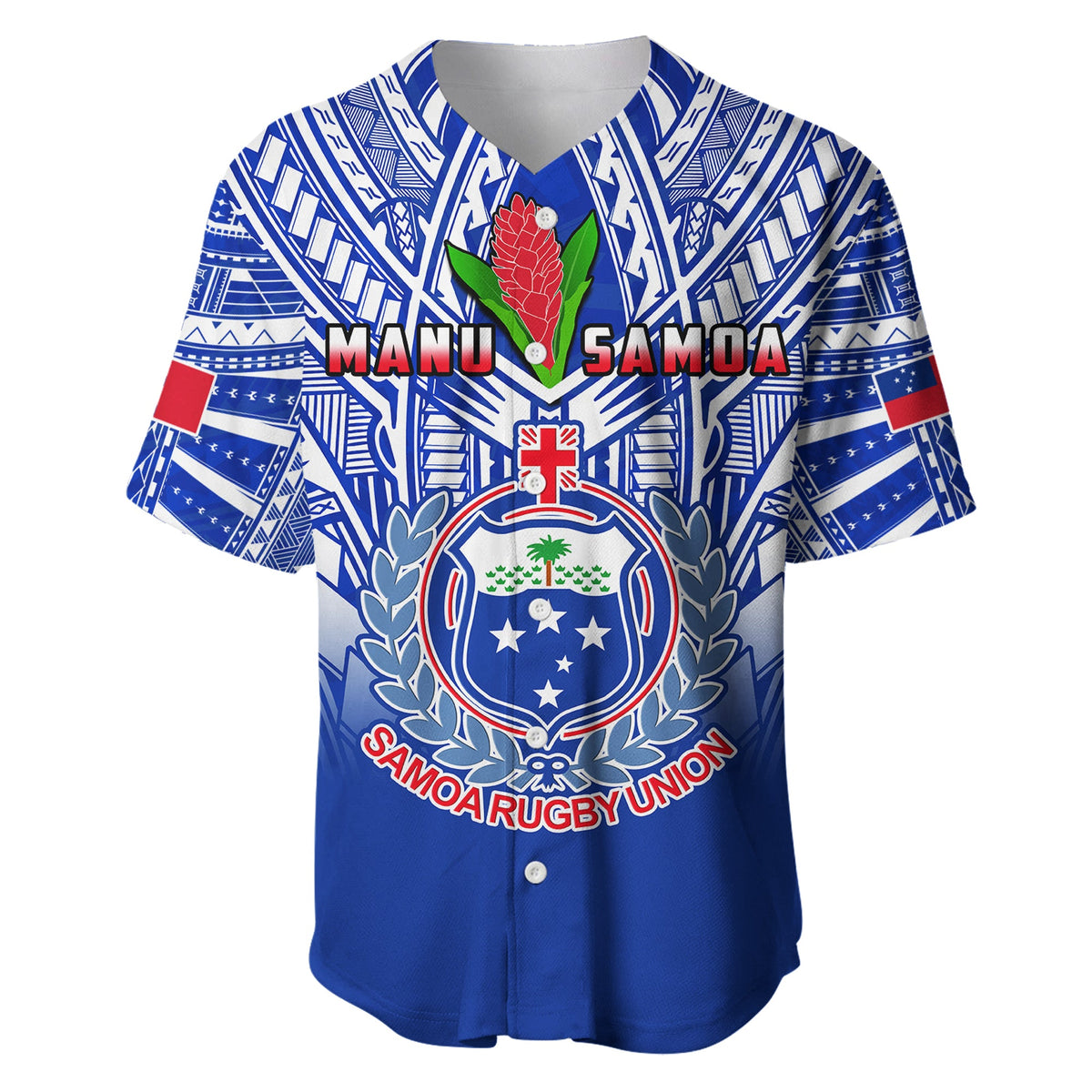 Samoa Rugby Baseball Jersey Manu Samoa 7s Ginger Blue Polynesian LT14 Blue - Polynesian Pride