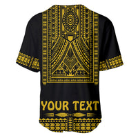 (Custom Personalised) Polynesian Baseball Jersey Dashiki With Polynesian Tattoo Royal Golden Version LT14 - Polynesian Pride