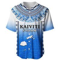 Fiji Baseball Jersey Kaiviti Fijian Special Tapa Pattern LT14 Blue - Polynesian Pride
