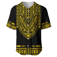 (Custom Personalised) Polynesian Baseball Jersey Dashiki With Polynesian Tattoo Royal Golden Version LT14 - Polynesian Pride