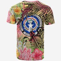 Northern Mariana Islands T Shirt Flowers Tropical With Sea Animals - Polynesian Pride