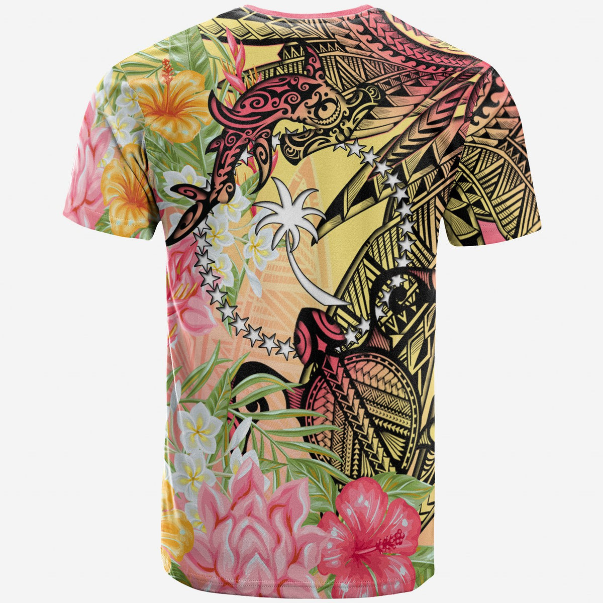 Chuuk State T Shirt Flowers Tropical With Sea Animals - Polynesian Pride