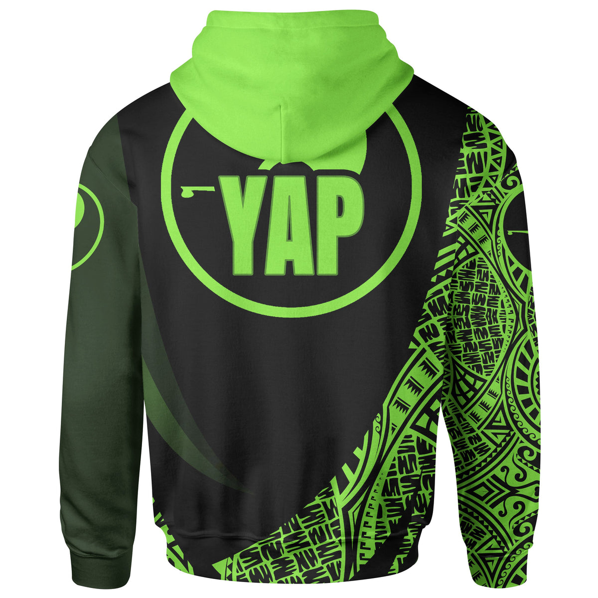 Yap State Hoodie Green Polynesian Patterns Sport Style - Polynesian Pride
