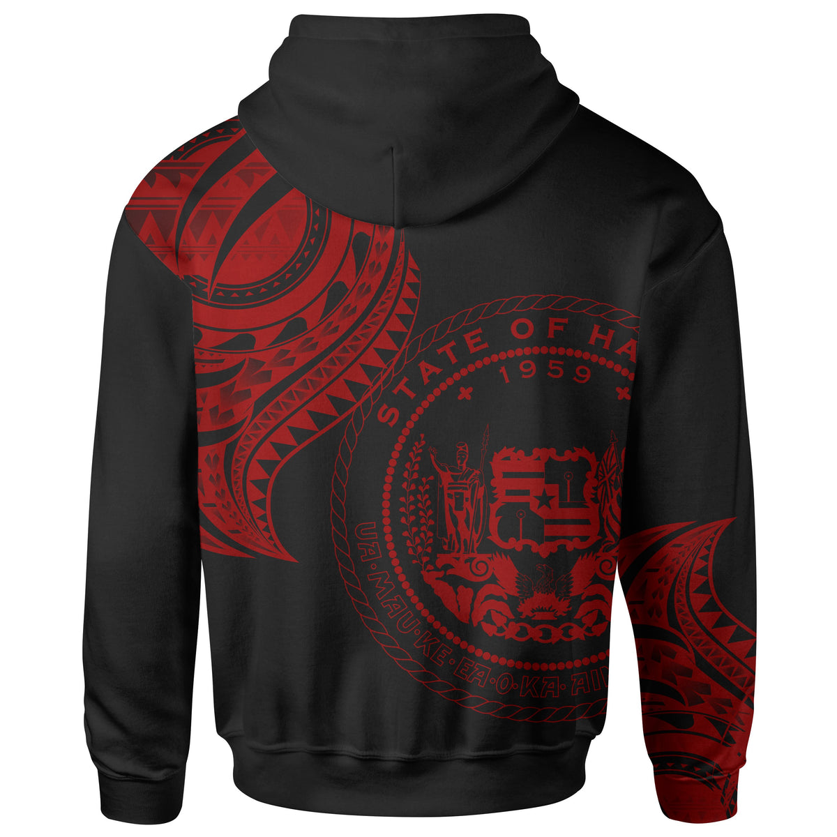 Hawaii Custom Hoodie Hawaii Tatau Red Patterns - Polynesian Pride