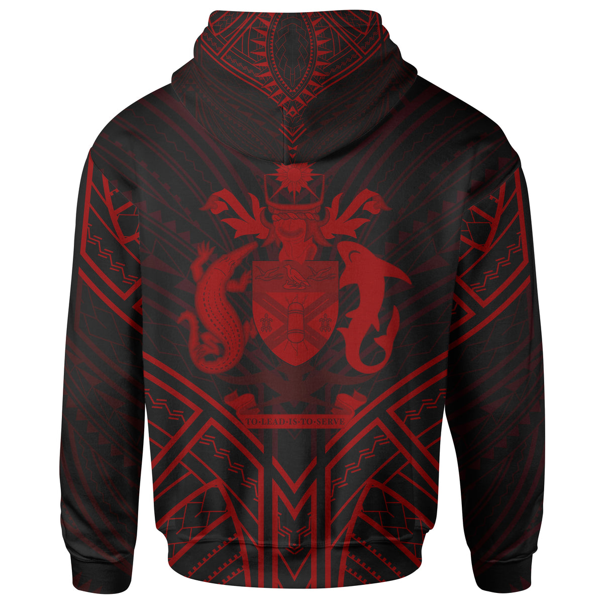 Solomon Islands Hoodie Solomon Islands Seal Red Tribal Patterns - Polynesian Pride