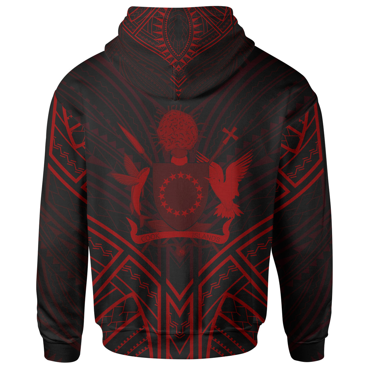 Cook Islands Zip Hoodie Cook Islands Seal Red Tribal Patterns - Polynesian Pride