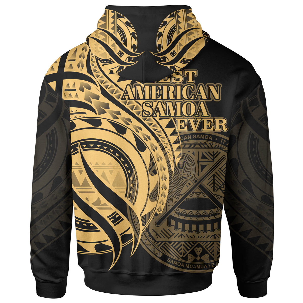 American Samoa Hoodie Gold Polynesian Patterns Bestmerican Samoa Ever - Polynesian Pride