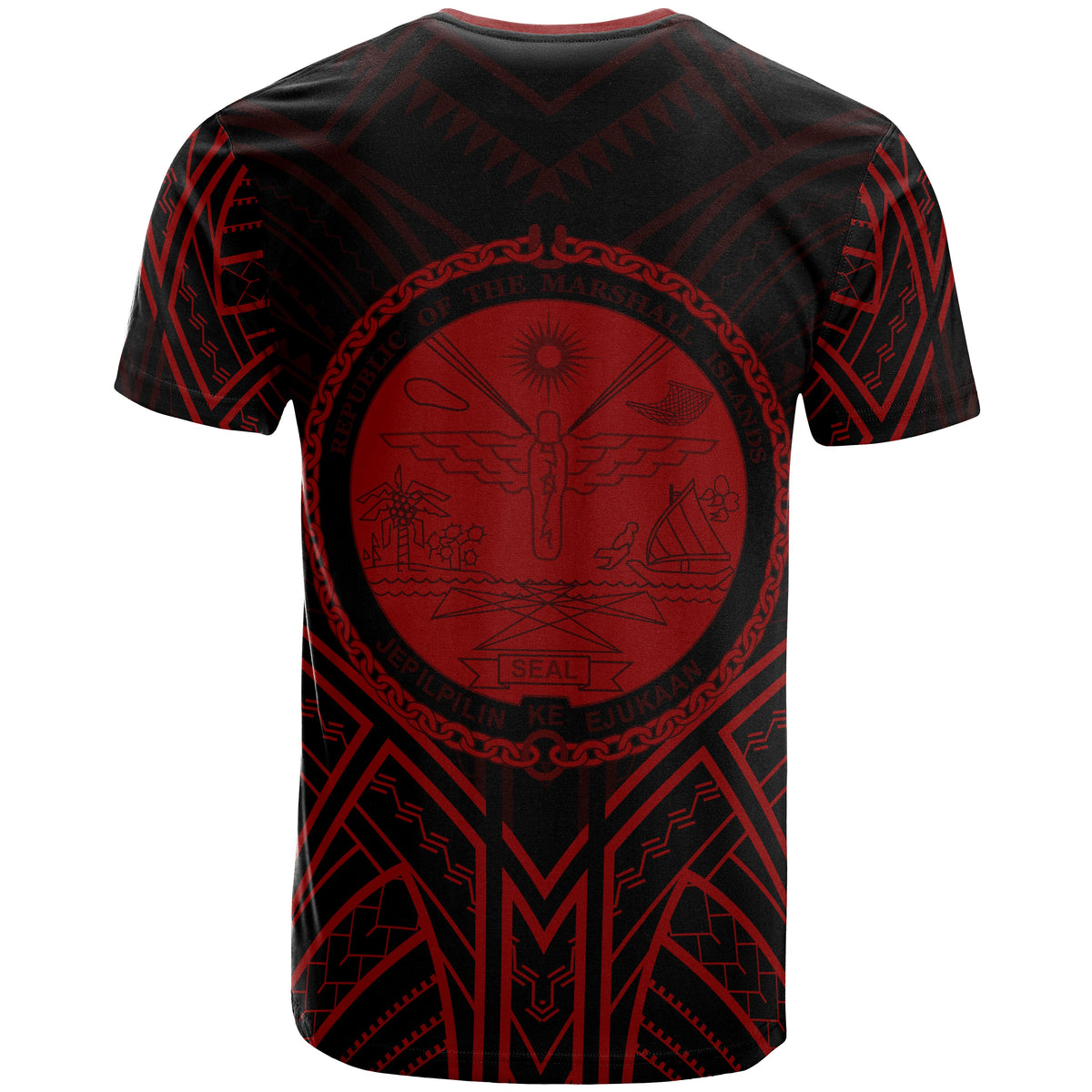 Marshall T Shirt Marshall Seal Tribal Red Color Patterns - Polynesian Pride