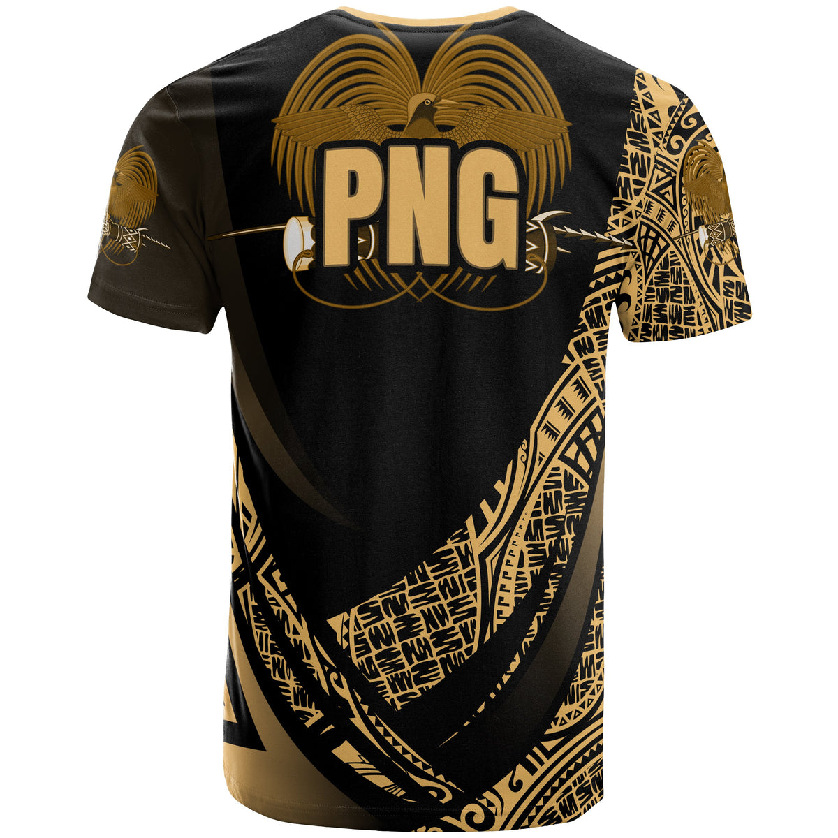 Papua New Guinea T Shirt Gold Polynesian Patterns Sport Style - Polynesian Pride
