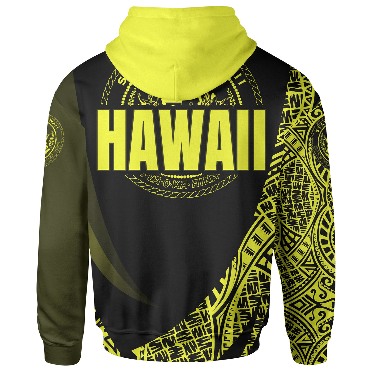 Hawaii Hoodie Yellow Polynesian Patterns Sport Style - Polynesian Pride
