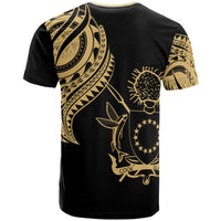 Cook Islands T Shirt Polynesian Tatau Gold Patterns With Coat of Arms - Polynesian Pride