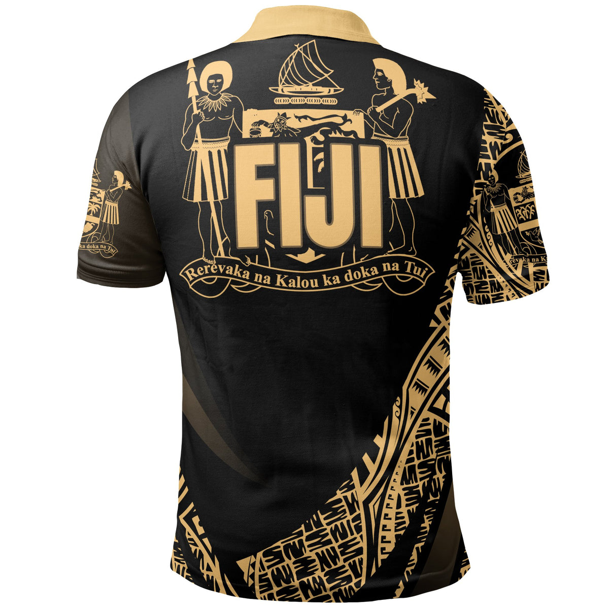 Fiji Polo Shirt Gold Polynesian Patterns Sport Style - Polynesian Pride