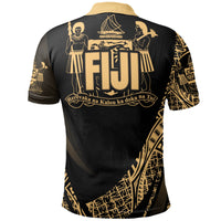 Fiji Polo Shirt Gold Polynesian Patterns Sport Style - Polynesian Pride