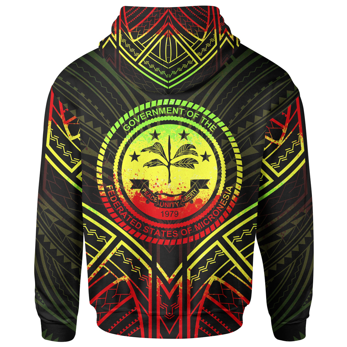 Federated States of Micronesia Zip Hoodie Federated States of Micronesia Seal Reggae Tribal Patterns - Polynesian Pride