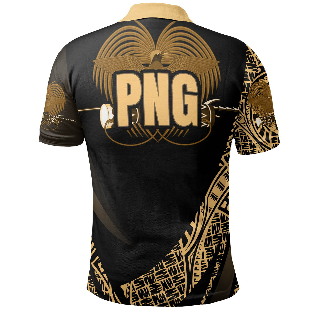Papua New Guinea Polo Shirt Gold Polynesian Patterns Sport Style - Polynesian Pride
