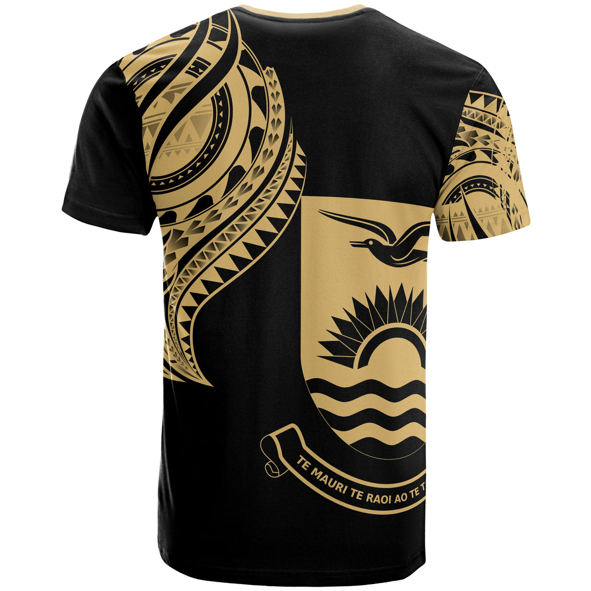 Kiribati Custom T Shirt Kiribati Tatau Gold Patterns - Polynesian Pride