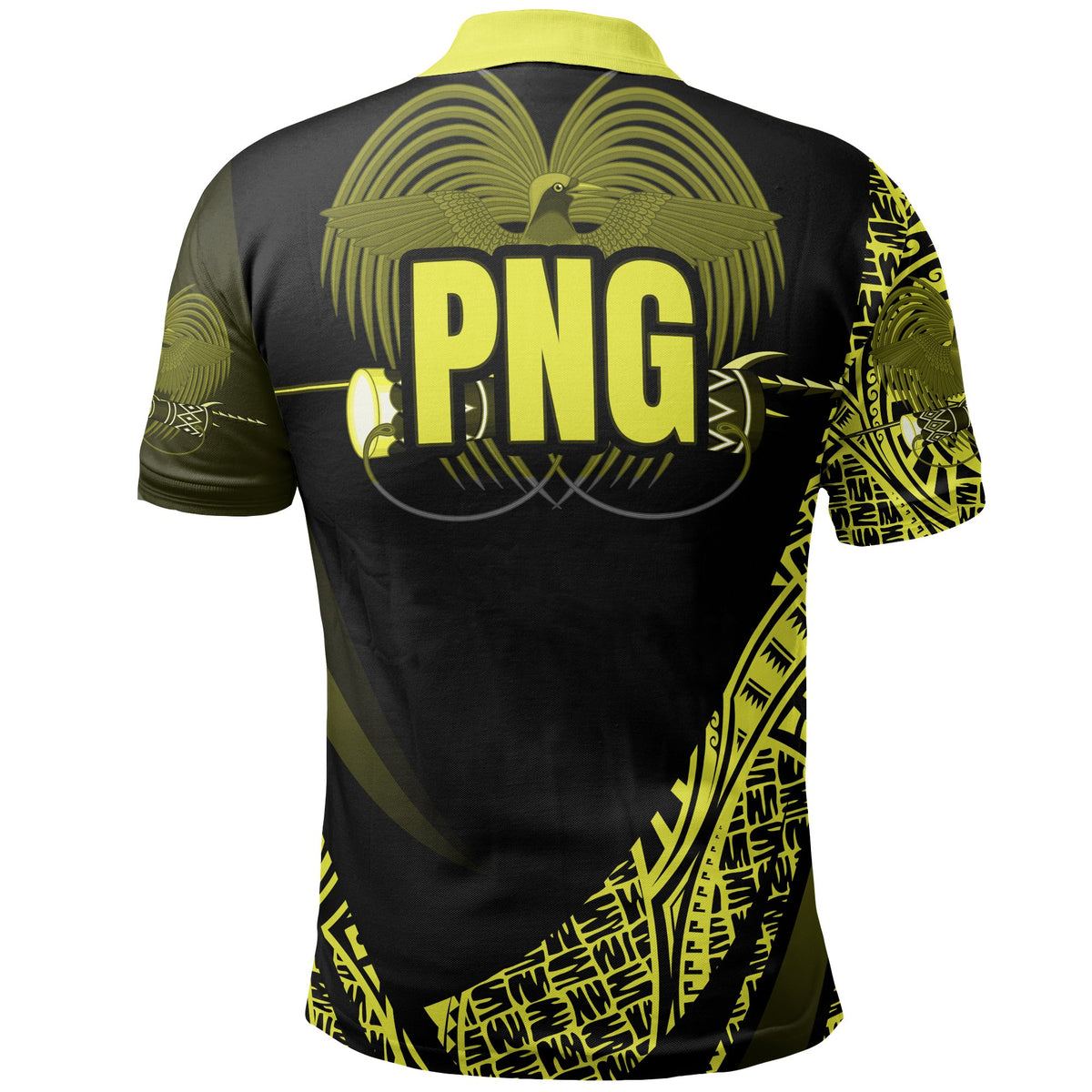 Papua New Guinea Polo Shirt Yellow Polynesian Patterns Sport Style - Polynesian Pride