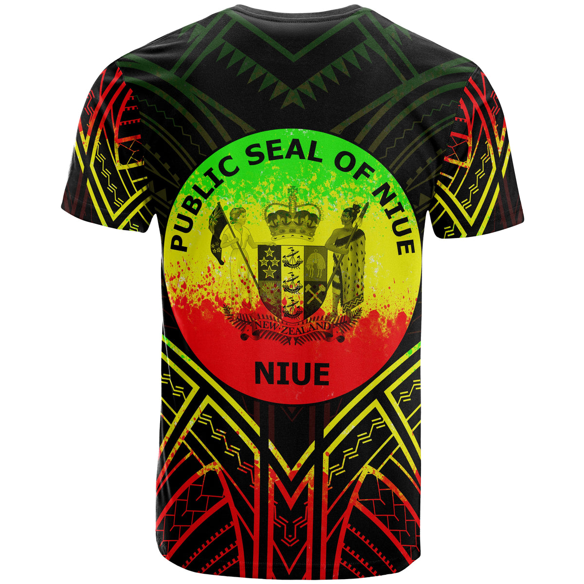 Niue T Shirt Niue Seal Tribal Reggae Color Patterns - Polynesian Pride