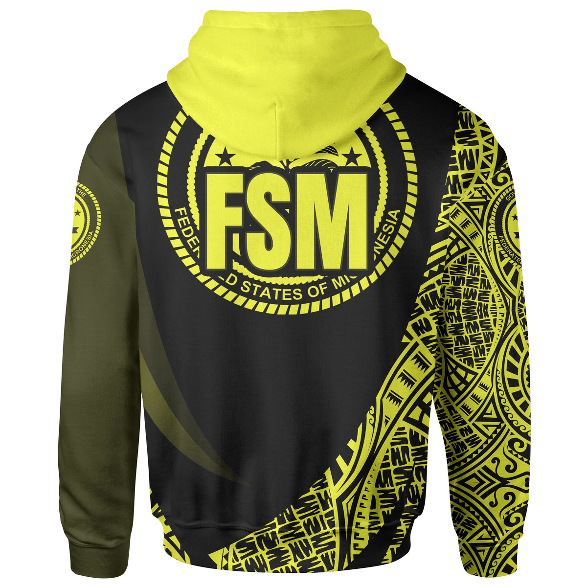 Federated States of Micronesia Zip Hoodie Yellow Polynesian Patterns Sport Style - Polynesian Pride