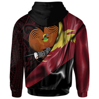 Papua New Guinea Hoodie Popondetta PNG Flag of Silk Style - Polynesian Pride