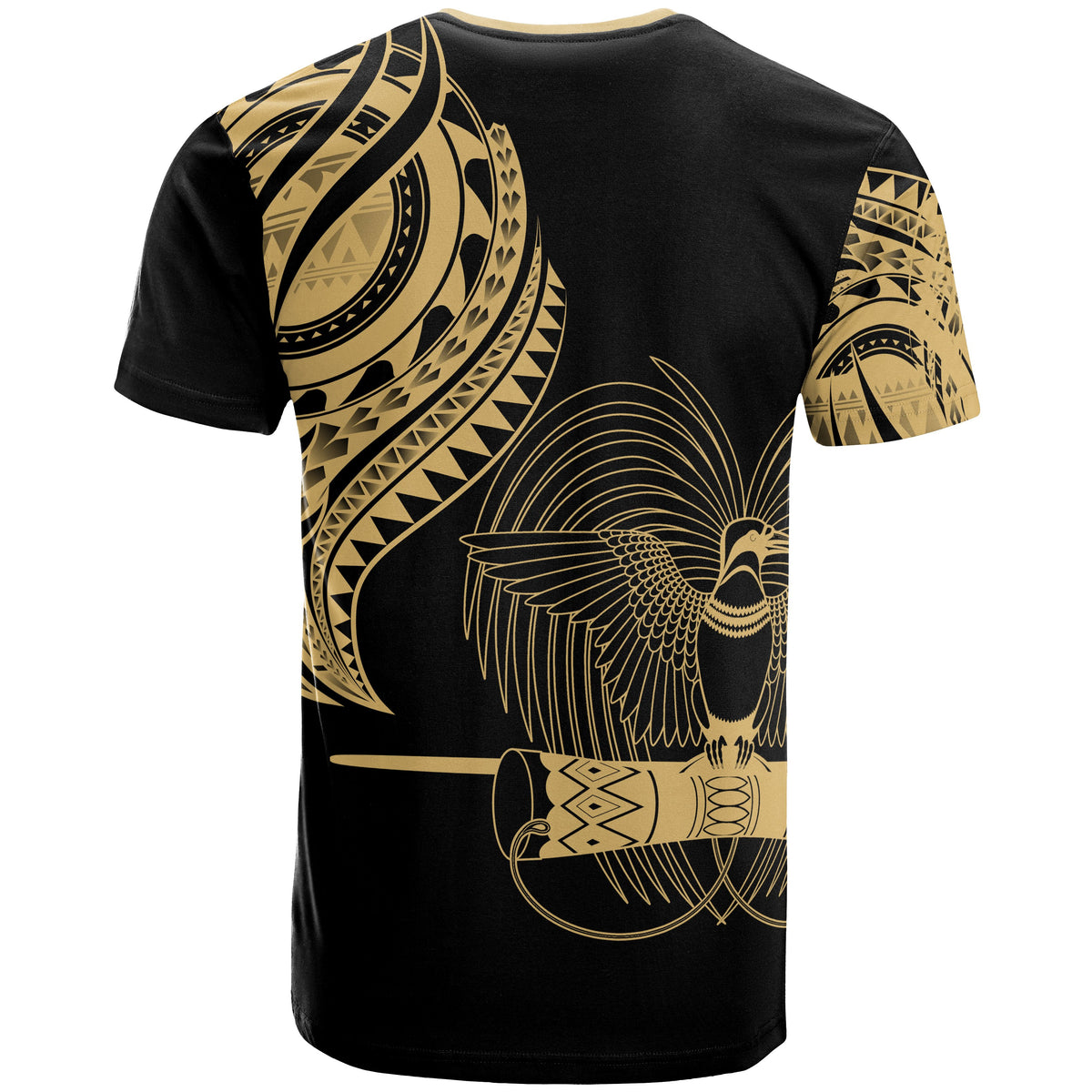 Papua New Guinea T Shirt Papua New Guinea Tatau Gold Patterns With Coat Of Arms - Polynesian Pride