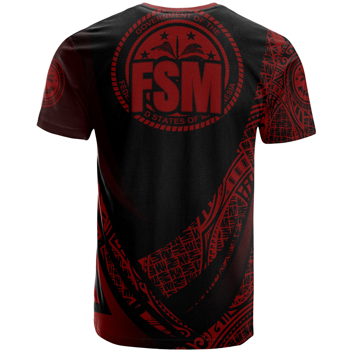 Federated States of Micronesia T Shirt Red Polynesian Patterns Sport Style - Polynesian Pride
