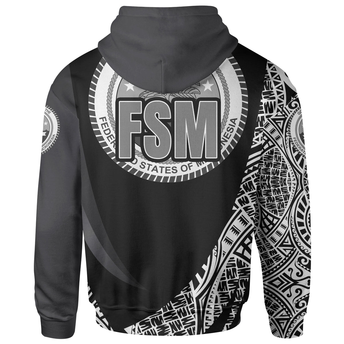 Federated States of Micronesia Zip Hoodie White Polynesian Patterns Sport Style - Polynesian Pride