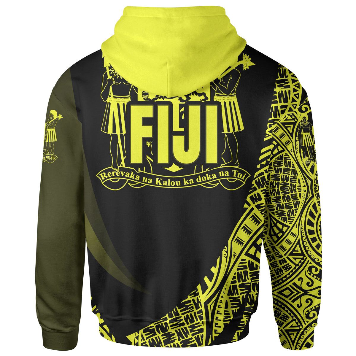 Fiji Hoodie Yellow Polynesian Patterns Sport Style - Polynesian Pride