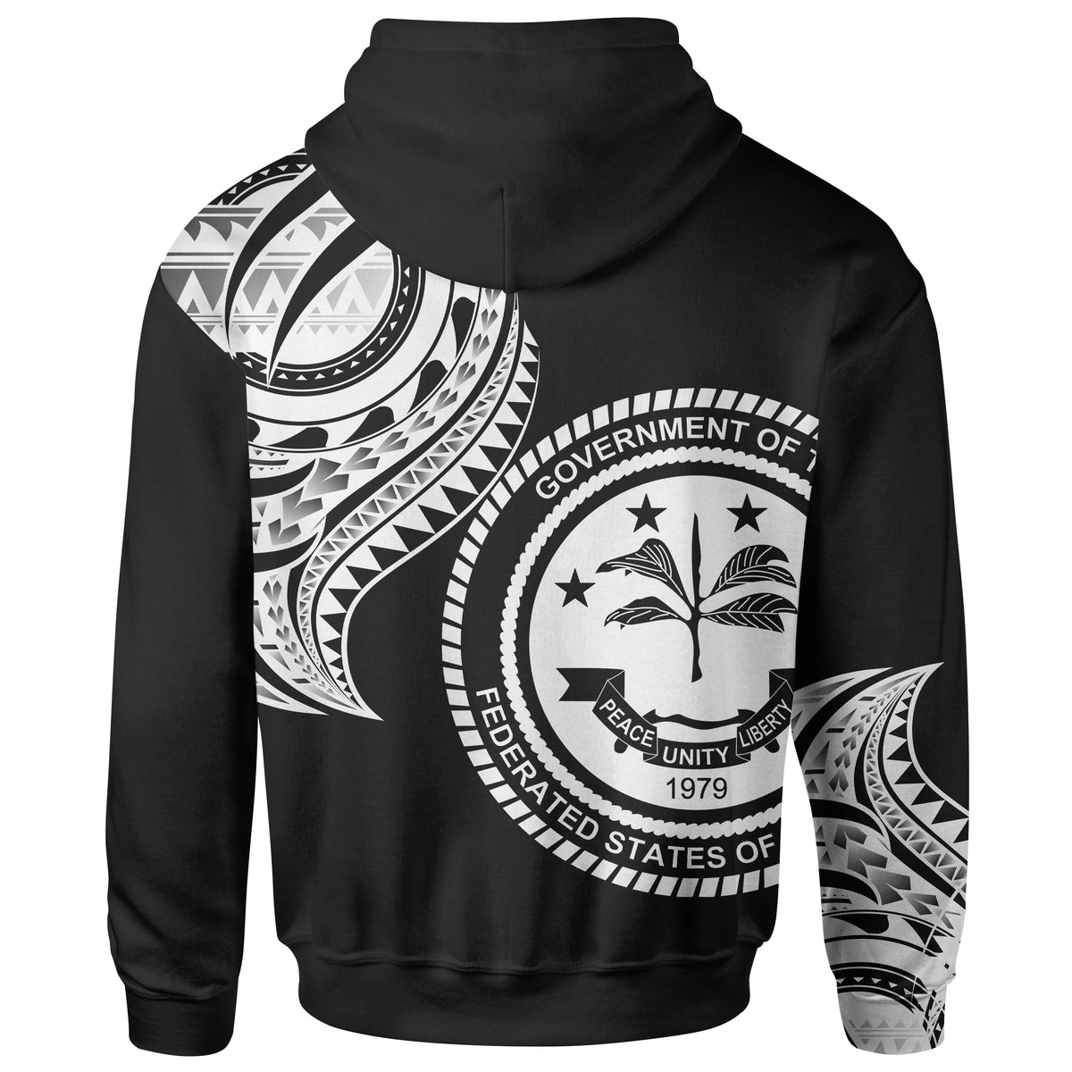 Federated States of Micronesia Hoodie Federated States of Micronesia Tatau White Patterns With Coat ofrms - Polynesian Pride