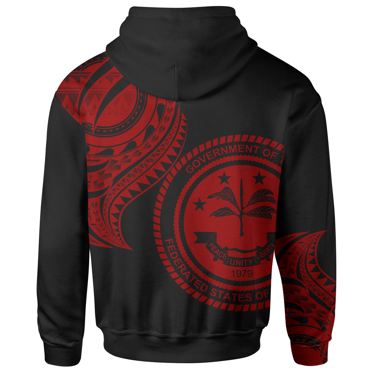 Federated States of Micronesia Hoodie Federated States of Micronesia Tatau Red Patterns With Coat ofrms - Polynesian Pride