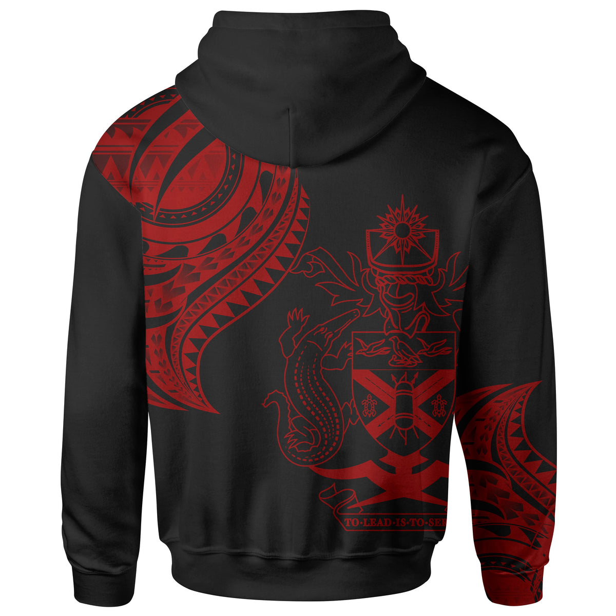 Solomon Islands Hoodie Solomon Islands Tatau Red Patterns With Coat ofrms - Polynesian Pride