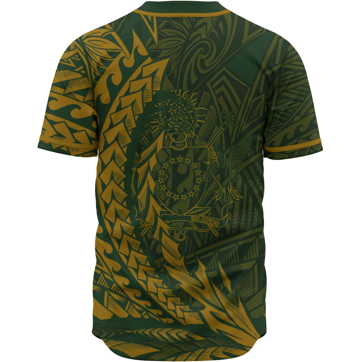 Cook Islands Baseball Shirt - Green Wings Style - Polynesian Pride