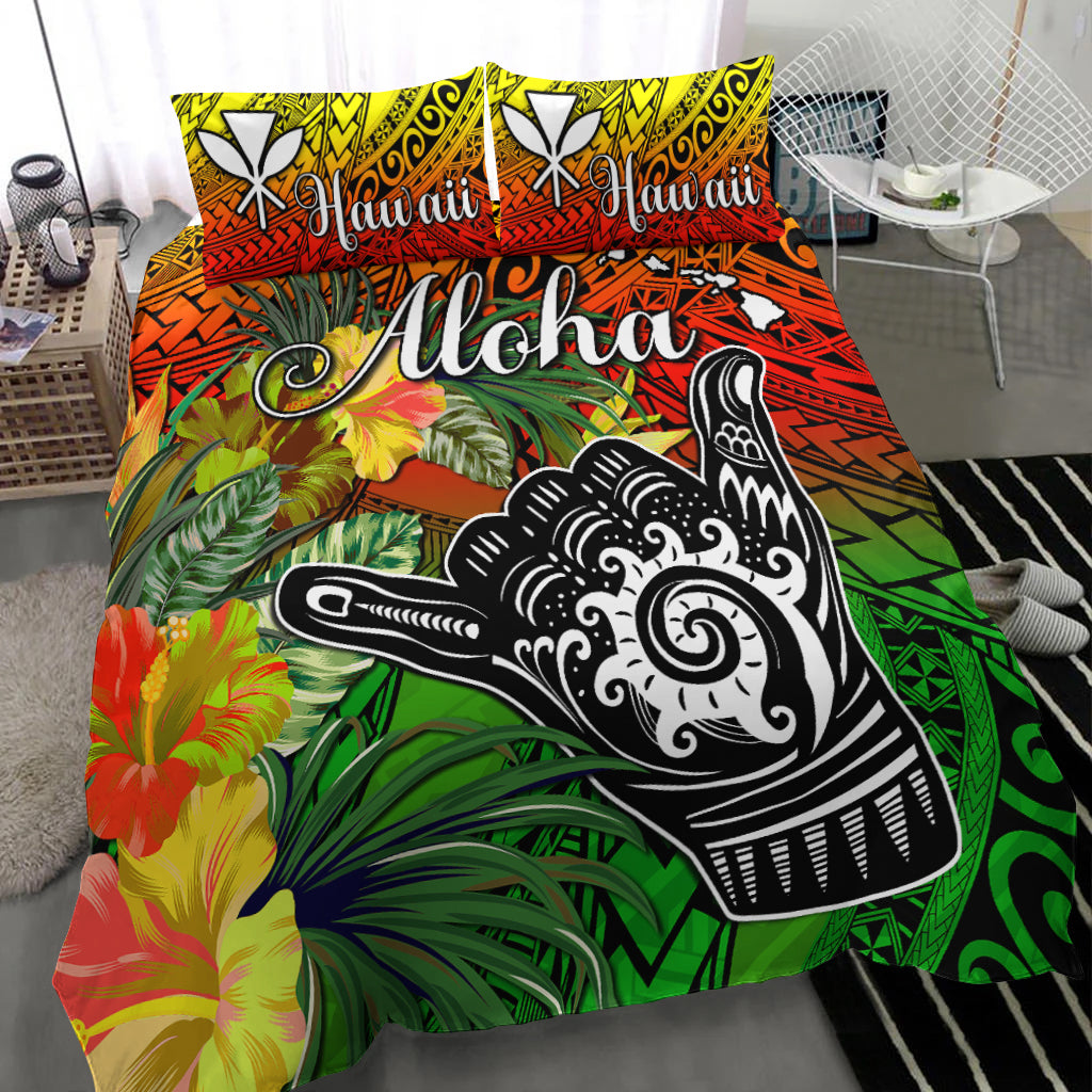 The Shaka Hawaii Bedding Set Tropical Flowers Reggae Version LT13 - Polynesian Pride